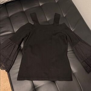 INC International Concepts Black Cold Shoulder Blouse